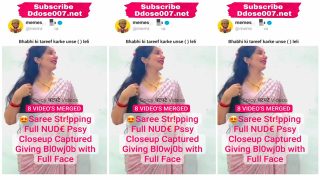 Desi Bhabhi Latest Trending Viral Saree Stripping – Full Nude Pssy Closeup Captured – Giving Blowjob with Full Face Mms Video